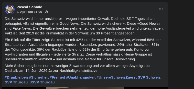 Facebook Post Pascal Schmid vom 02.04.2026 | Quelle: Screenshot Facebook