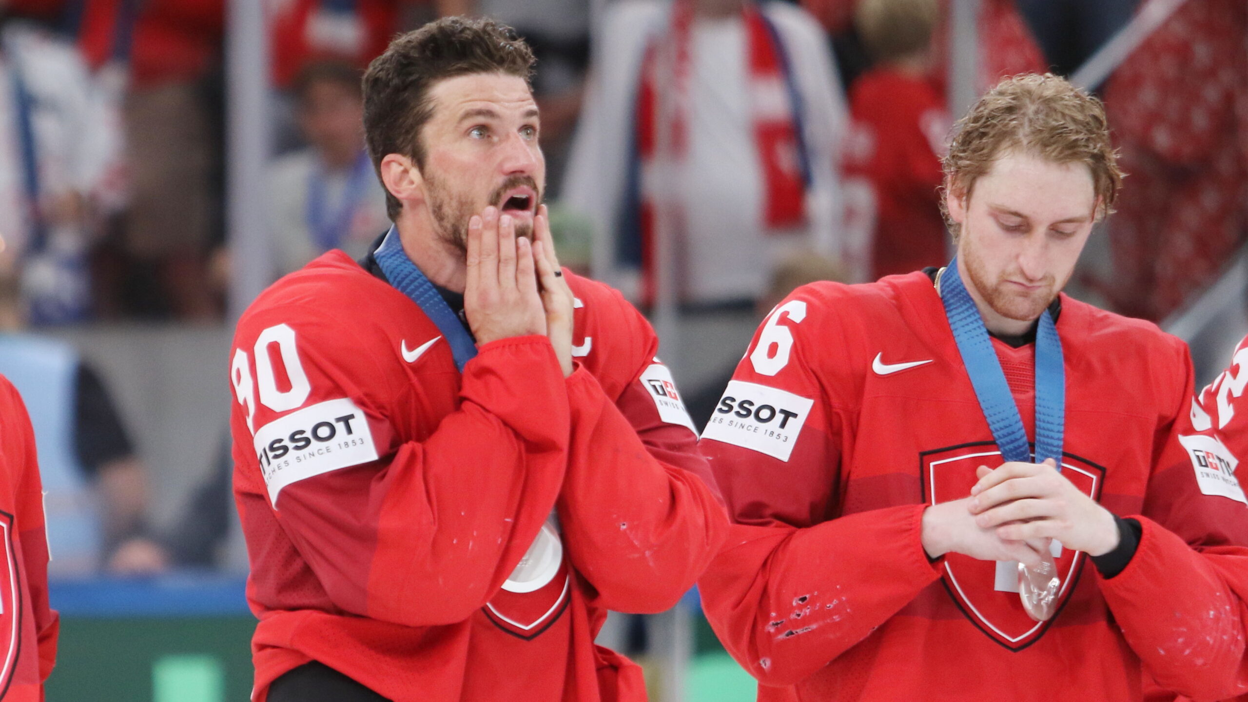 Roman Josi #90, Janis Moser #86,  IIHF World Championship 2026 Final SUI - FIN, Swiss Life Arena, Zürich © Puckfans.at / Andreas Robanser | Quelle: